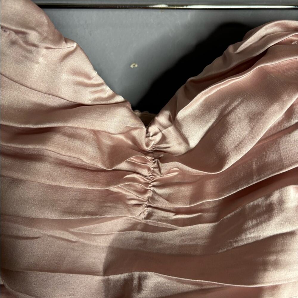 Express Pink Colorblock Strapless Ruched Dress Side Zip 12 - Picture 4 of 8